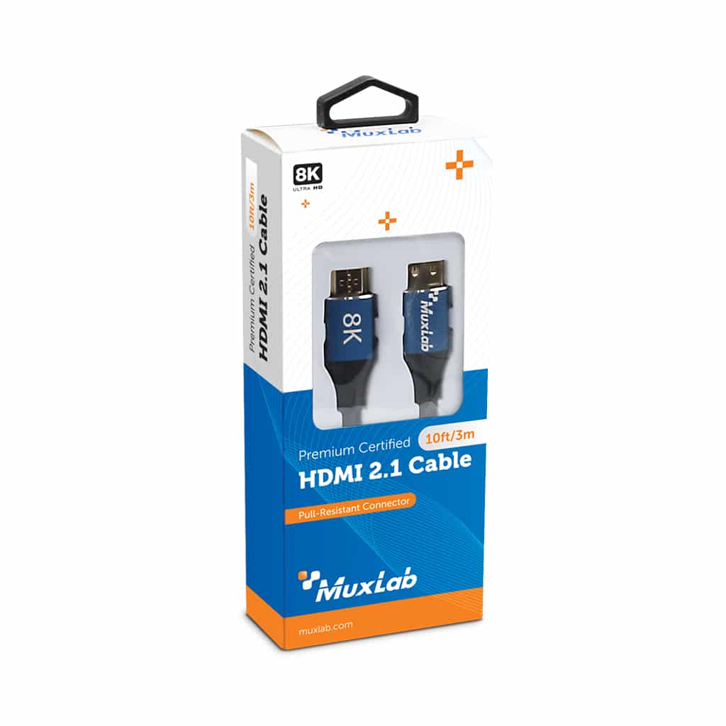 MuxLab 500095 Premium Certified HDMI 2.1 Cable with Pull Resistant Connector, 10ft/3m, 10 pack - view 3