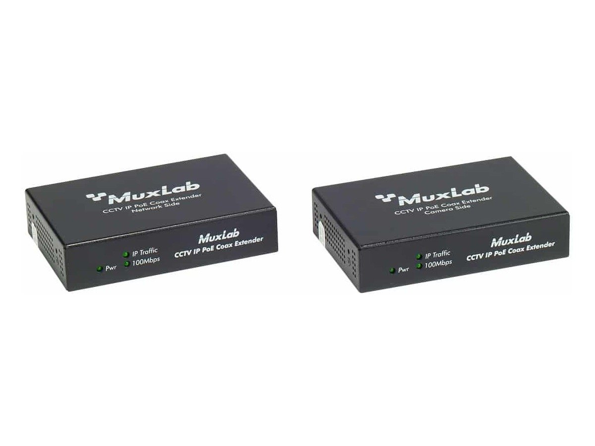 MuxLab 500112 LongReach CCTV IP PoE Extender Kit, 15W