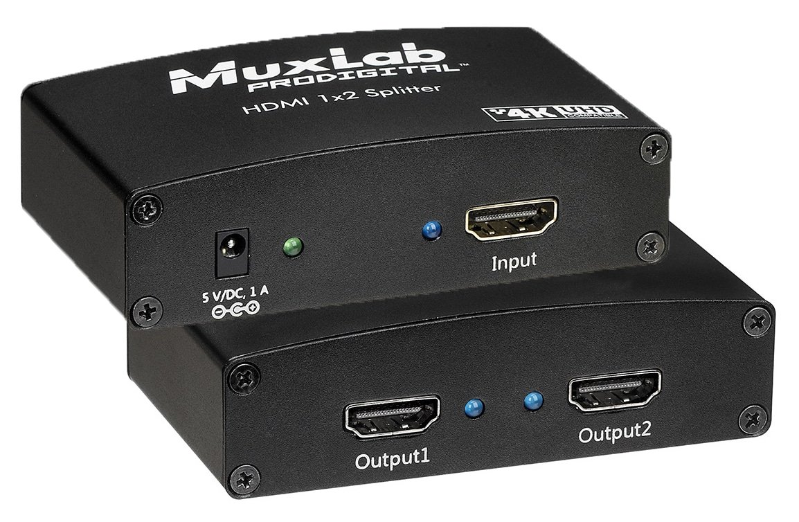 MuxLab 500423 HDMI 1x2 Splitter, UHD-4K