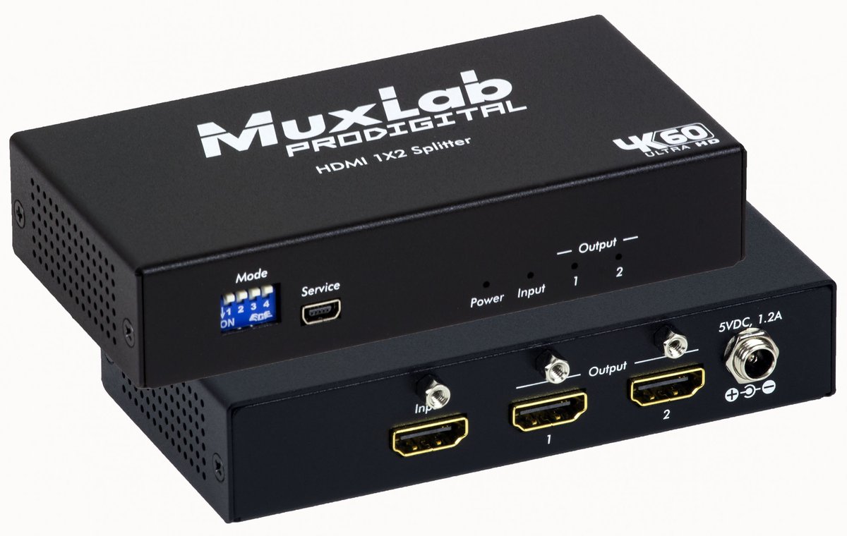 MuxLab 500425 HDMI 1x2 Splitter, 4K60
