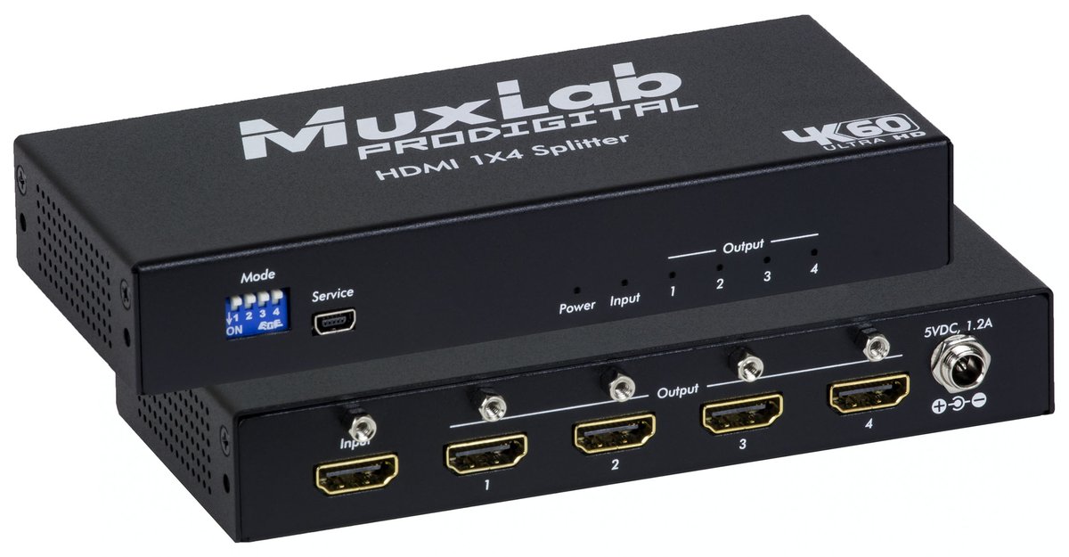 MuxLab 500426 HDMI 1x4 Splitter, 4K60