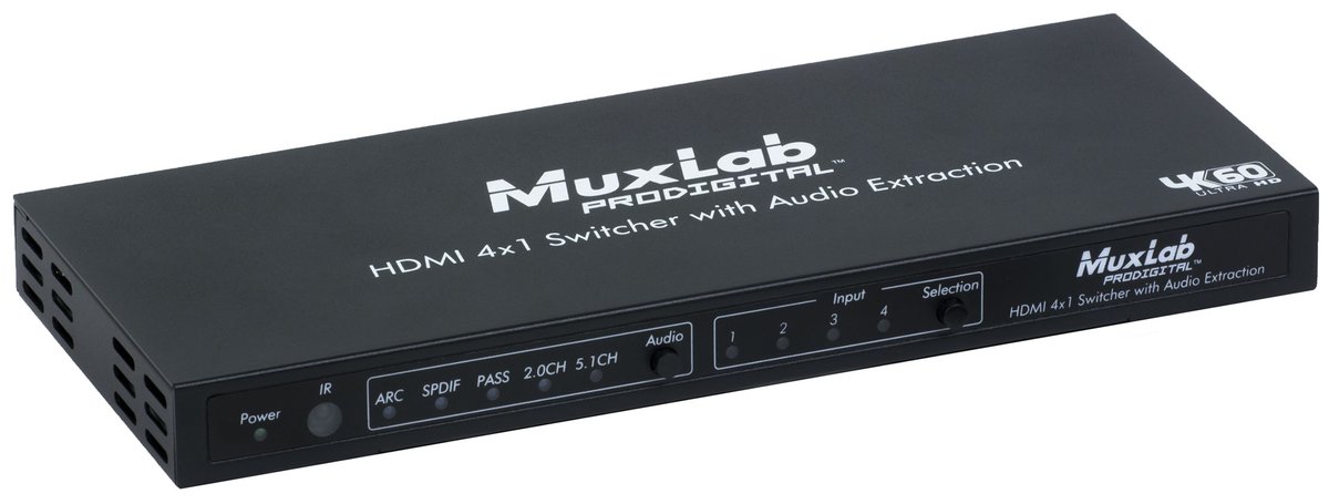 MuxLab 500437 HDMI 4x1 Switcher with Audio Extraction, 4K/60 - view 2