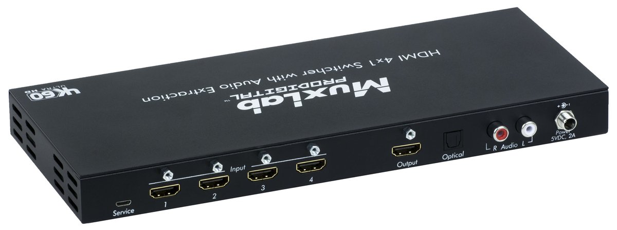 MuxLab 500437 HDMI 4x1 Switcher with Audio Extraction, 4K/60 - view 3
