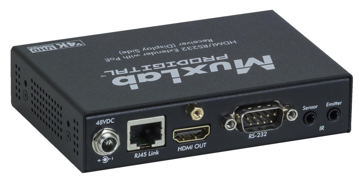MuxLab 500454 HDMI / RS232 Receiver with PoE, HDBT, UHD-4K - view 3