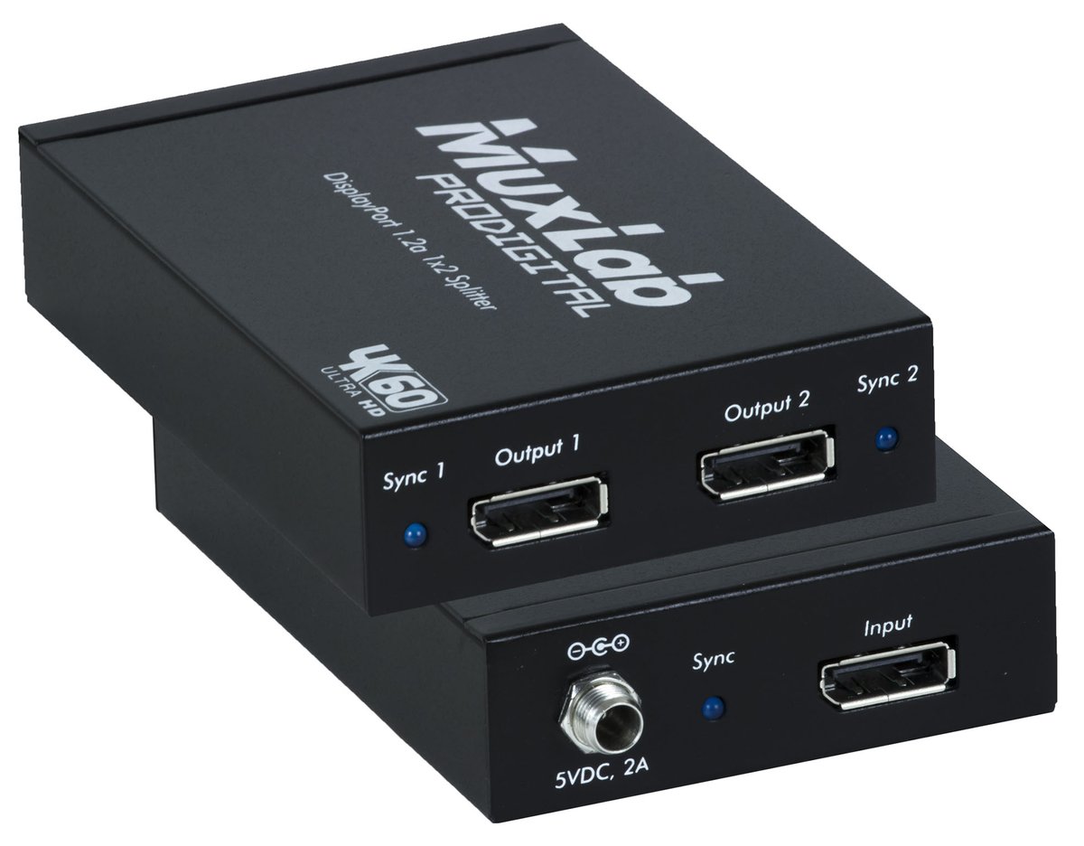 MuxLab 500505 DisplayPort 1.2a 1x2 Splitter, SST
