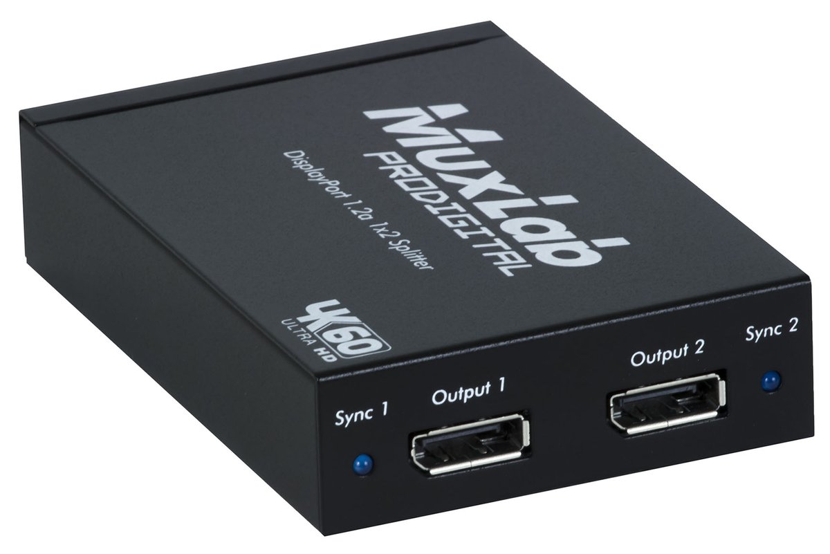 MuxLab 500506 DisplayPort 1.2a 1x2 Hub, MST product image