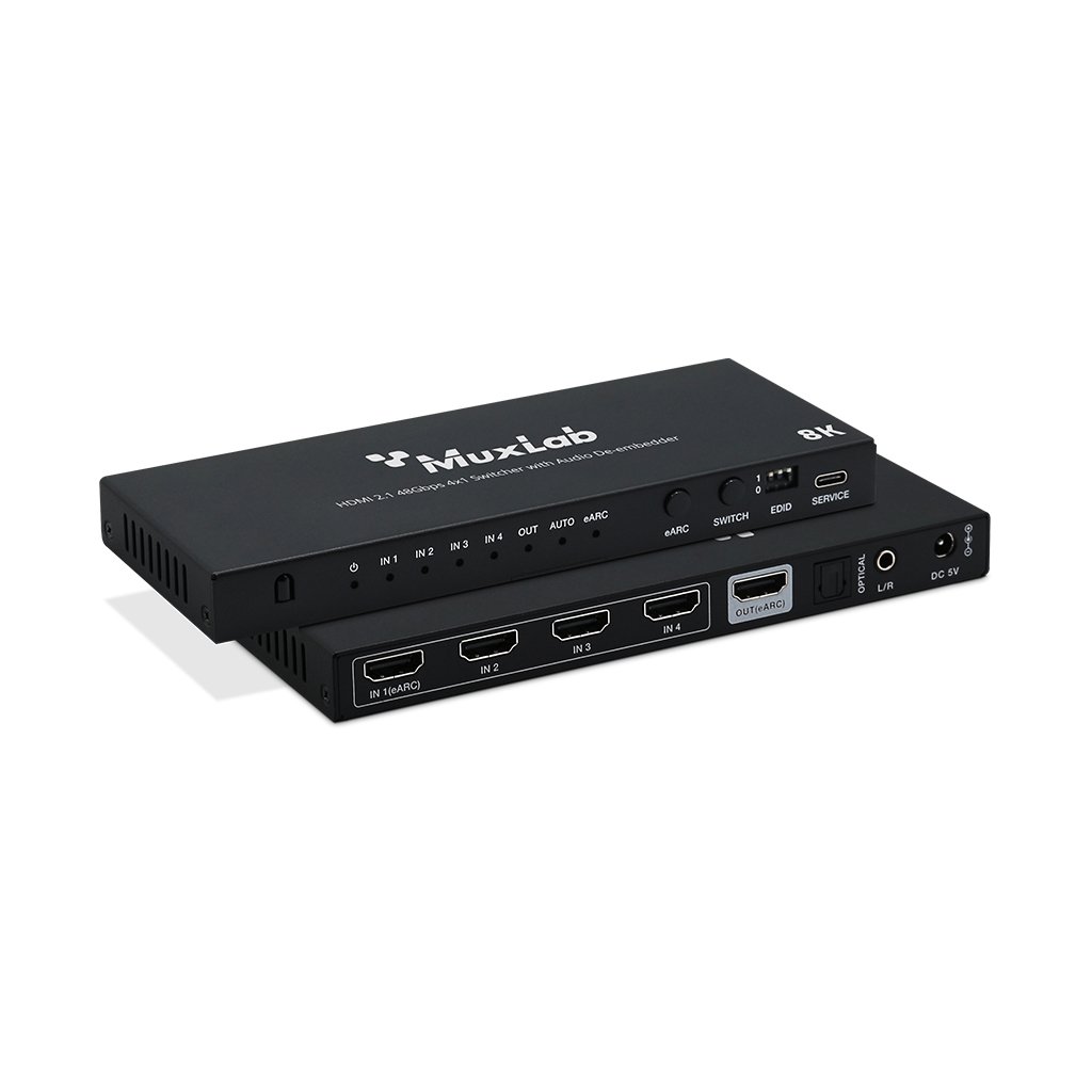 MuxLab 500513 HDMI 2.1 48Gbps 4x1 Switch Audio De-embedder - view 2