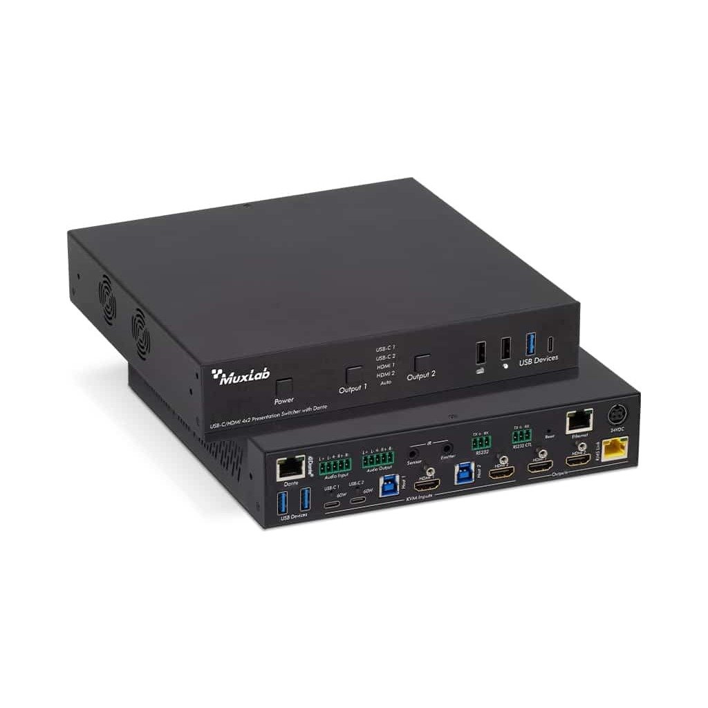 MuxLab 500532 USB-C/HDMI 4x2 Presentation Switcher with Dante - view 2