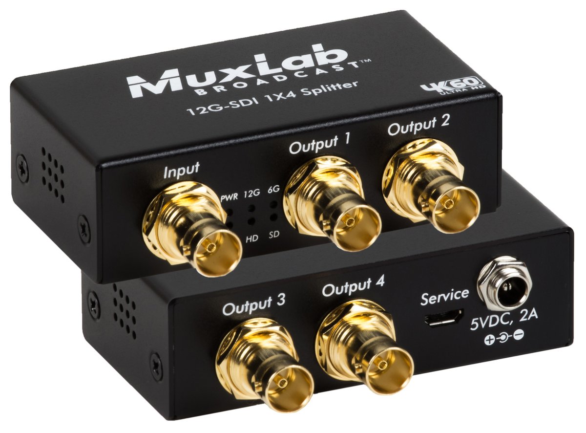 MuxLab 500727 12G-SDI 1X4 Splitter, 4K/60 product image