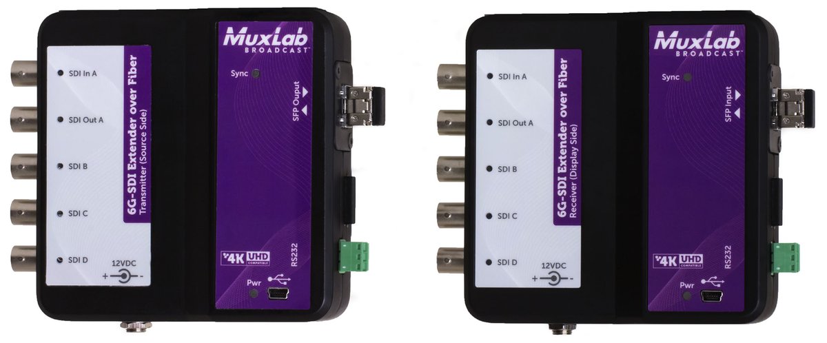 MuxLab 500734 6G-SDI Extender Over Fiber Optic with Return Channel