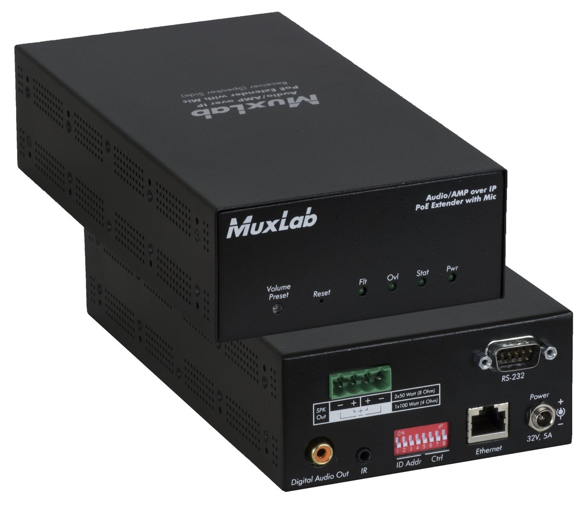 MuxLab 500755 AUDIO / RS232 over IP PoE Transceiver - view 2