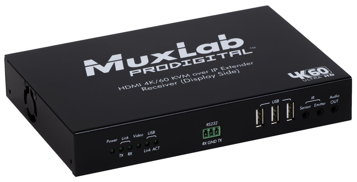 MuxLab 500760 HDMI 4K/60 KVM Over IP Receiver, UTP - view 2
