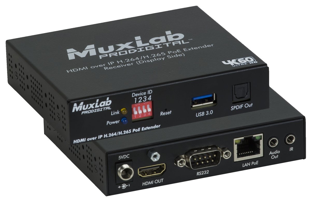 MuxLab 500762 HDMI over IP H264/H265 PoE Receiver, 4K60 - view 3