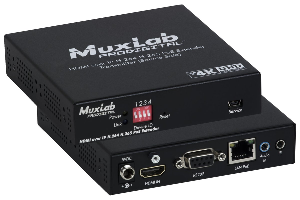 MuxLab 500763 HDMI over IP H.264/H.265 PoE Transmitter, 4K/30 product image
