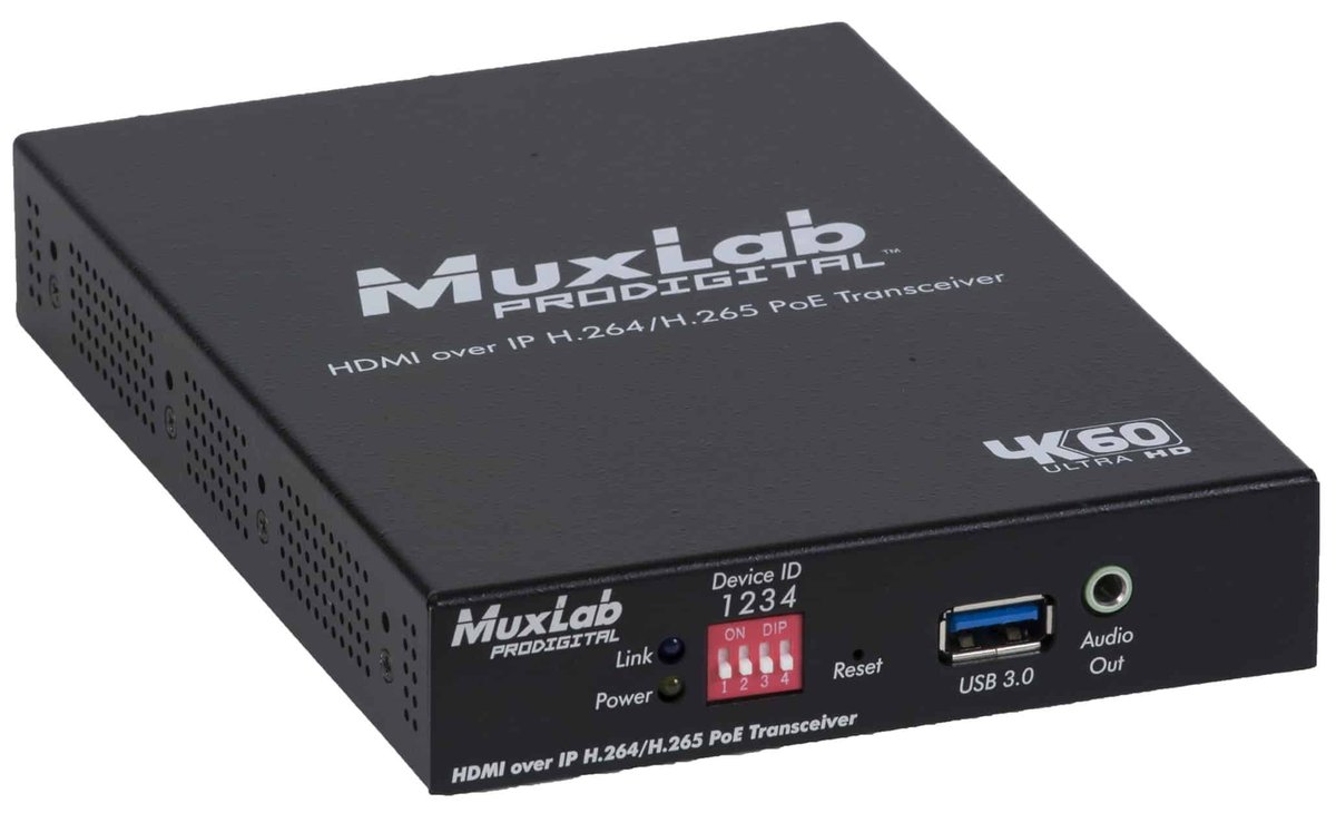 MuxLab 500764 HDMI over IP H.264/H.265 PoE Transmitter, 4K/60