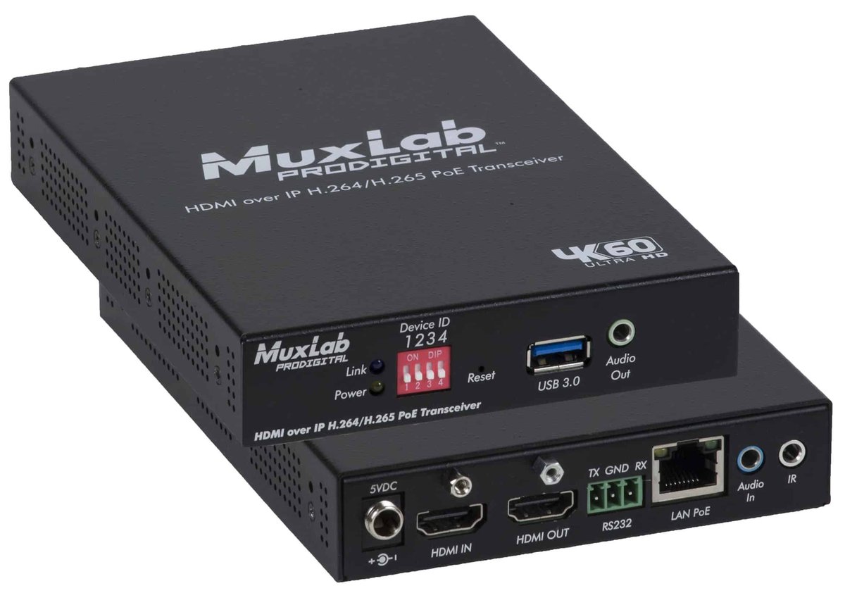 MuxLab 500764 HDMI over IP H.264/H.265 PoE Transmitter, 4K/60 - view 2