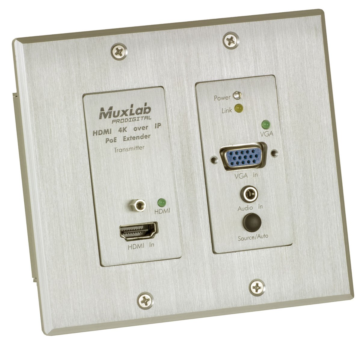500773 HDMI/VGA over IP PoE Wall Plate Transmitter, UHD-4K