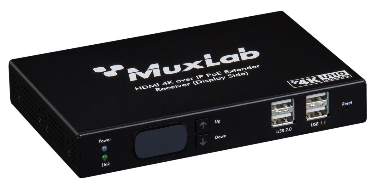 MuxLab 500850 KVM HDMI over IP PoE Receiver Deluxe,4K/30 - view 2