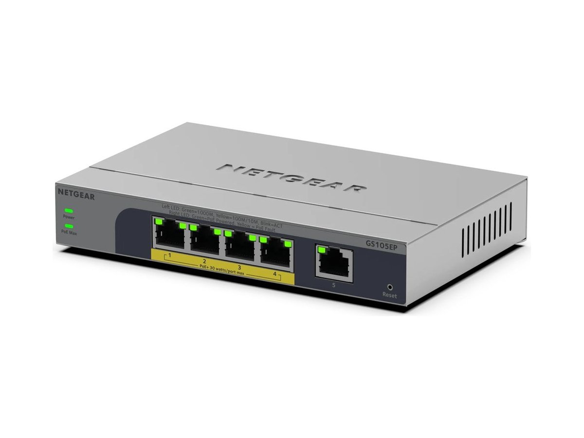 NETGEAR 5-Port Gigabit Ethernet Easy-Smart PoE+ Switch (GS105EP) - view 3