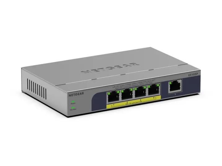NETGEAR 5-Port Gigabit Ethernet Unmanaged PoE+ Switch (GS105P) product image