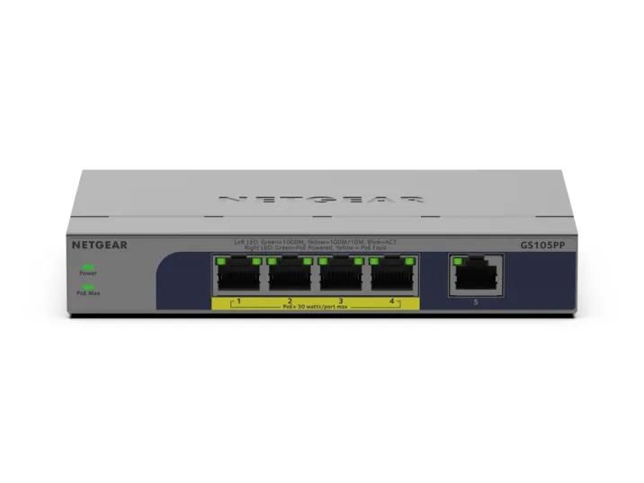 NETGEAR 5-Port Gigabit Ethernet Unmanaged PoE+ Switch (GS105PP) - view 2
