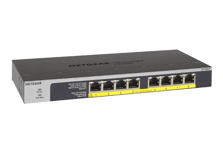 NETGEAR 8-Port Gigabit Ethernet Unmanaged Lite PoE+ Switch (GS108LP) product image