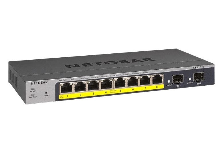 NETGEAR 10-Port Gigabit Ethernet Smart Cloud PoE+ Switch (GS110TP) product image