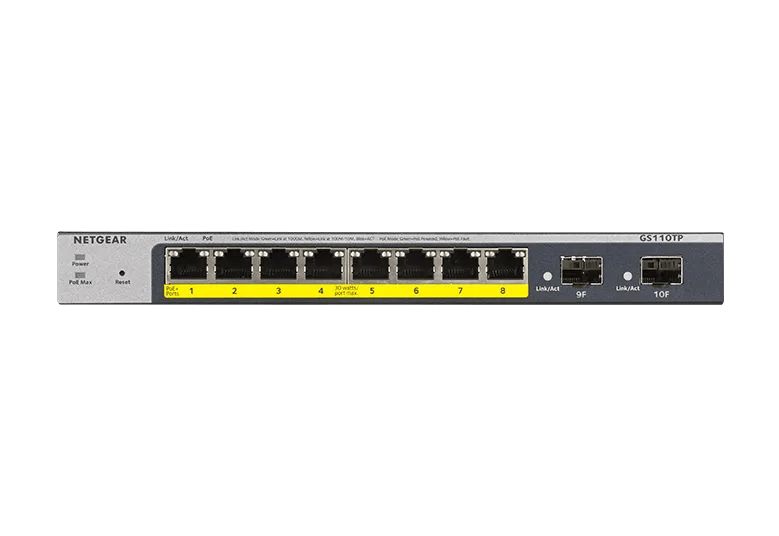 NETGEAR 10-Port Gigabit Ethernet Smart Cloud PoE+ Switch (GS110TP) - view 2