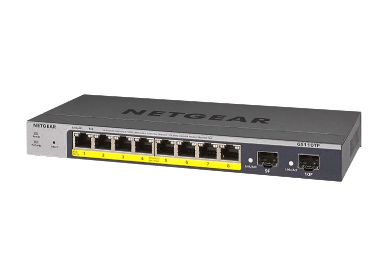 NETGEAR 10-Port Gigabit Ethernet Smart Cloud PoE+ Switch (GS110TP) - view 3