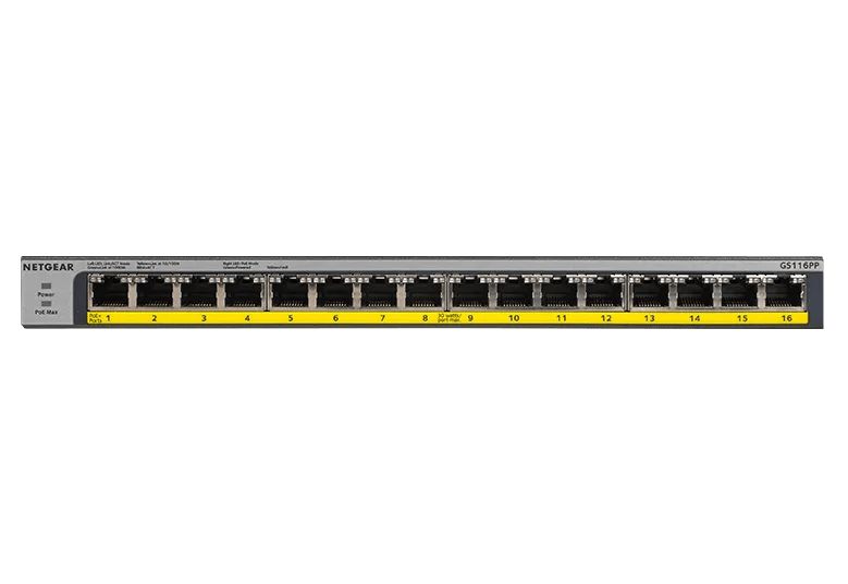 NETGEAR 16-Port Gigabit Ethernet Unmanaged PoE+ Switch (GS116PP) - view 2