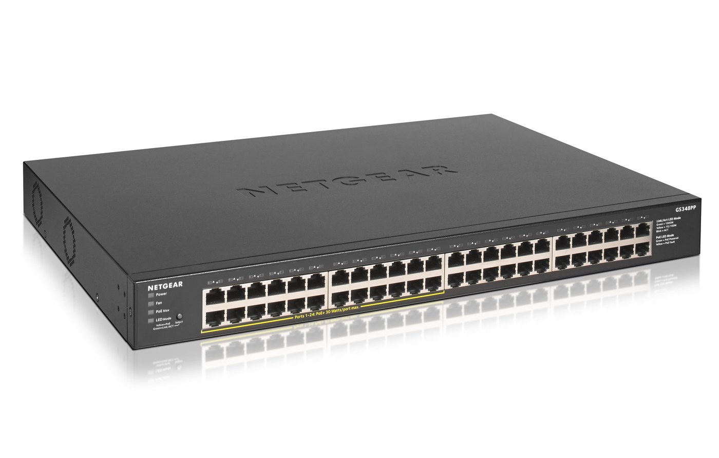 NETGEAR GS348PP 48-Port Gigabit Unmanaged Switch with 24 PoE+ Ports (380W)