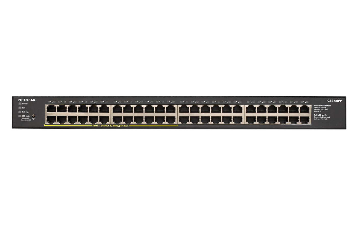 NETGEAR GS348PP 48-Port Gigabit Unmanaged Switch with 24 PoE+ Ports (380W) - view 2