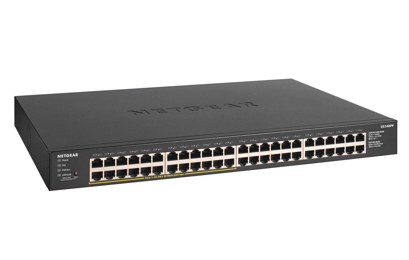 NETGEAR GS348PP 48-Port Gigabit Unmanaged Switch with 24 PoE+ Ports (380W) - view 4