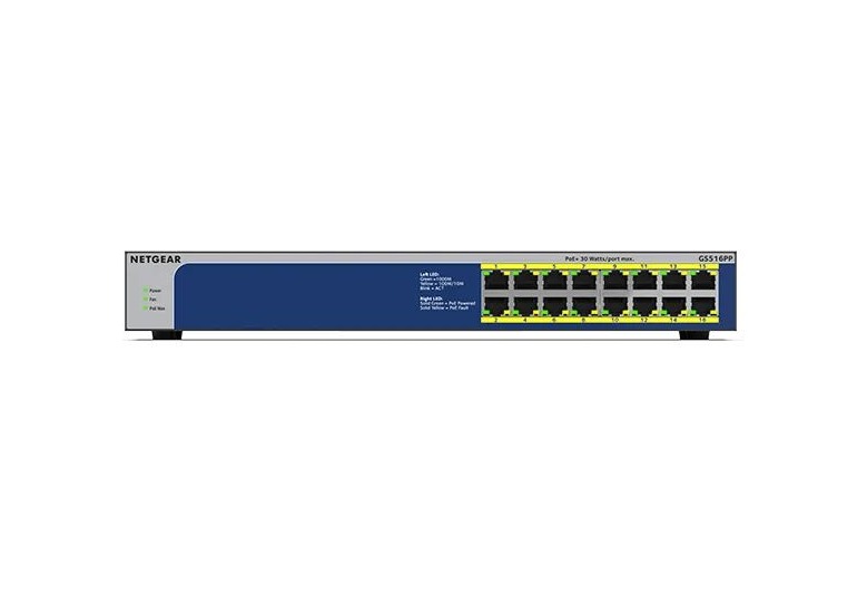 NETGEAR 16-Port Gigabit Ethernet Unmanaged PoE+ Switch (GS516PP) - view 4