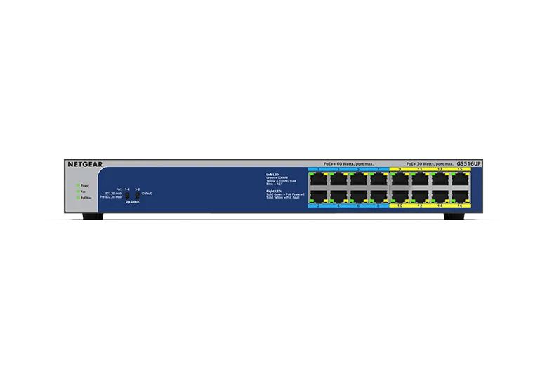 NETGEAR 16-Port Gigabit Ethernet Unmanaged Ultra60 PoE++ Switch (GS516UP) - view 2