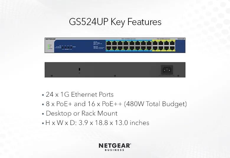 NETGEAR GS524UP High-Power PoE+ Unmanaged Switch with 16 PoE++ Ports - view 5