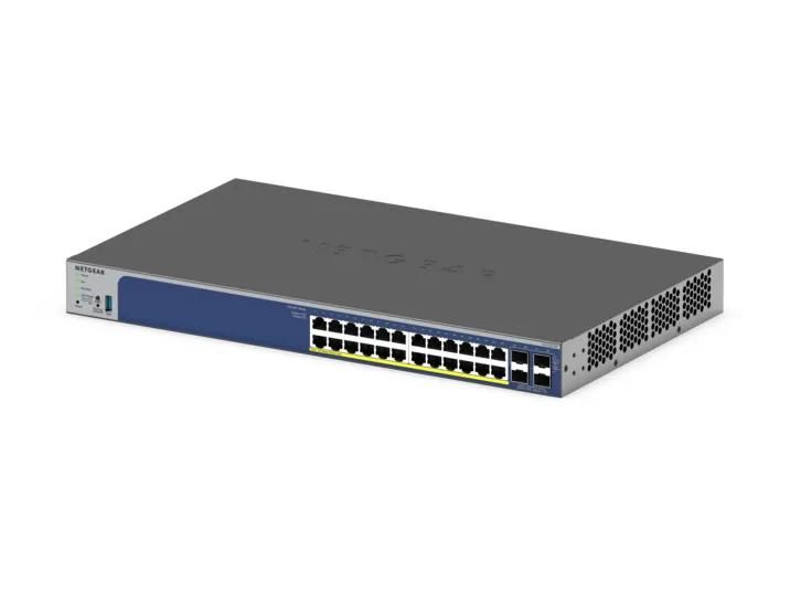 NETGEAR 28-Port Gigabit Ethernet Smart Cloud PoE+ Switch with 10G Uplinks (GS728TXP) - view 3
