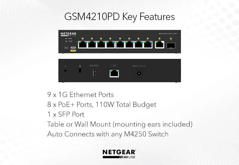 NETGEAR M4250-9G1F-PoE+ Managed AV Switch (GSM4210PD) - view 2