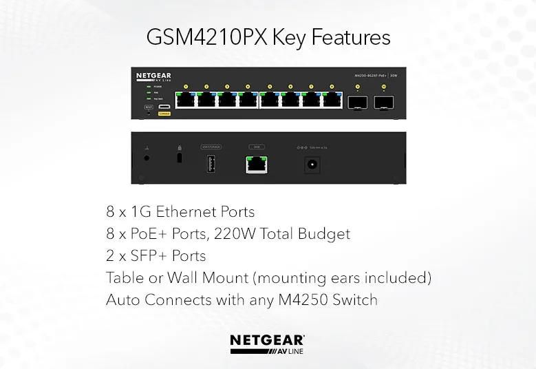 NETGEAR M4250-8G2XF-PoE+ Managed AV Switch (GSM4210PX) - view 2