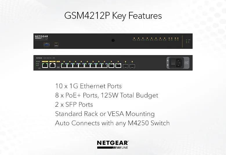 NETGEAR M4250-10G2F-PoE+ Managed AV Switch (GSM4212P) - view 2