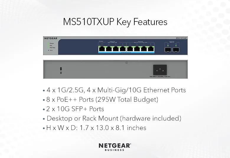 NETGEAR 10-Port Multi-Gigabit Smart Cloud Ultra60 PoE++ Switch (MS510TXUP) - view 5