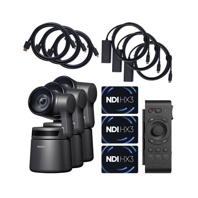 OBSBot Tail Air Multicam Combo, NDI Activated Three-Camera NDI Package