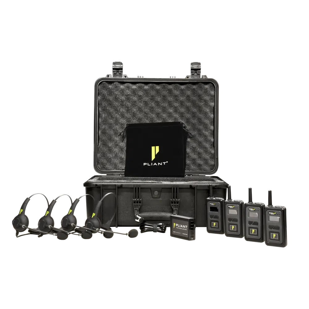 Pliant PMC-900XR 4-Pack A four-pack of Pliant's rugged two-channel 900 MHz MicroCom XR beltpacks product image
