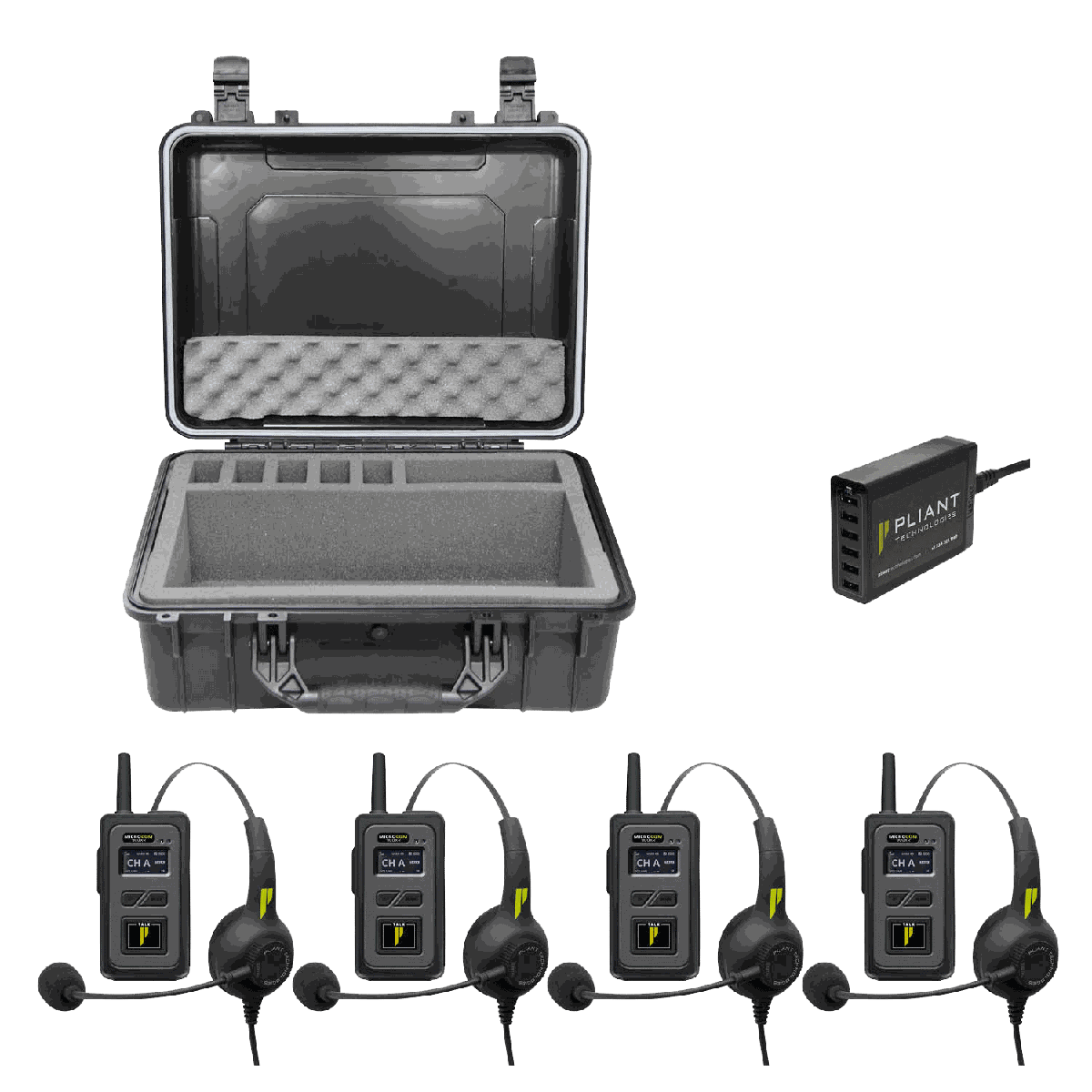 Pliant PMC-900XR 4-Pack A four-pack of Pliant's rugged two-channel 900 MHz MicroCom XR beltpacks - view 3