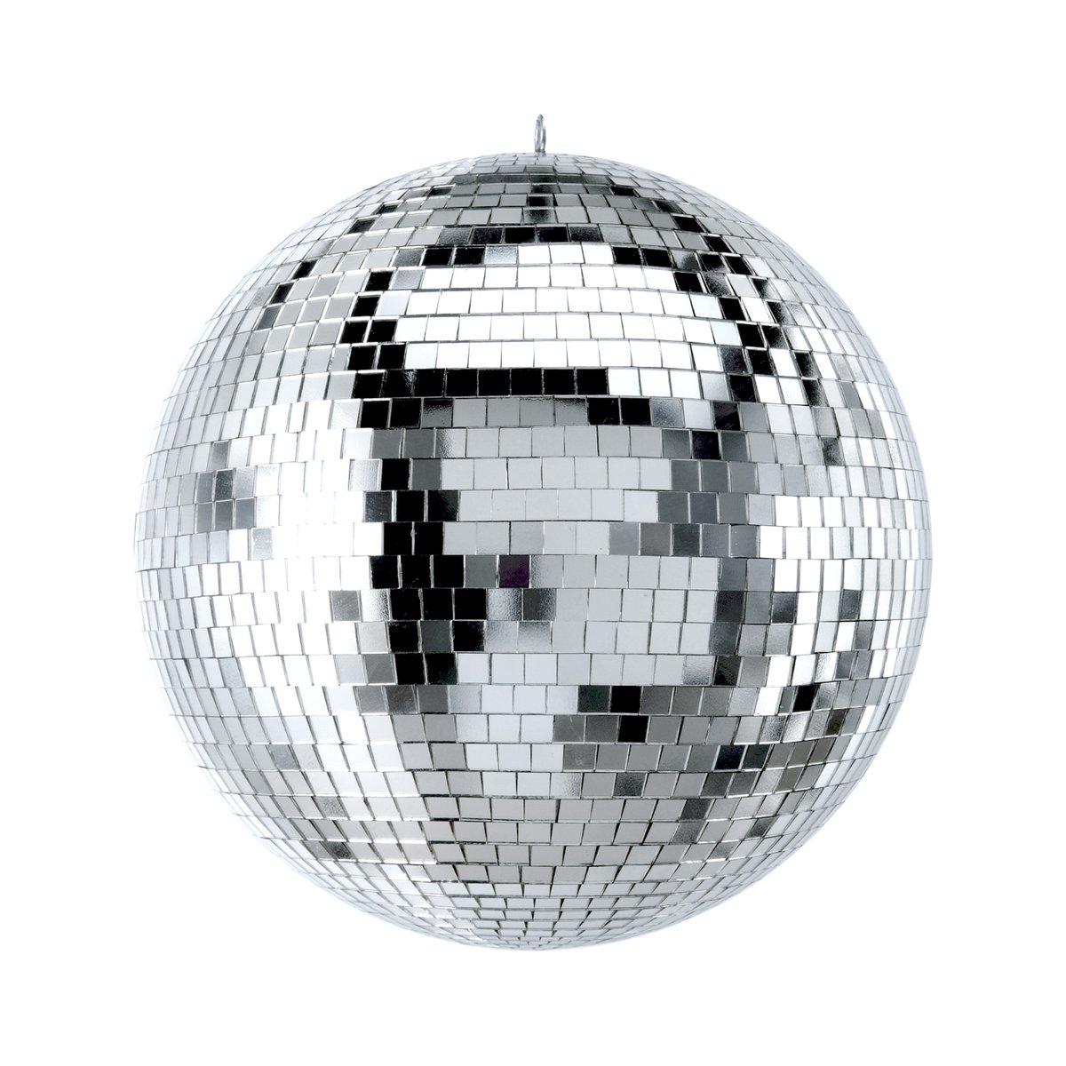 MB-12 12" Mirror Disco Ball with 3/8" Glass Tiles | Bright Silver Reflective DJ Sphere with Hanging Ring