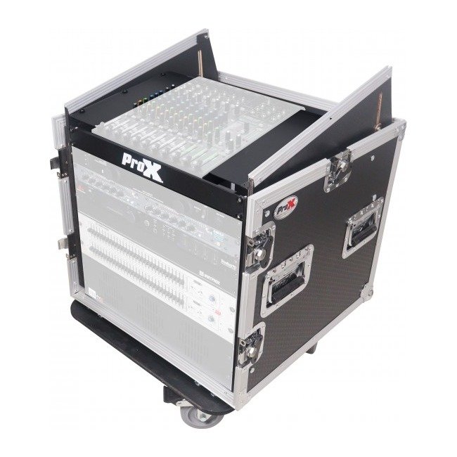 PRO X 10U - 18U Vertical Rack Mount Flight Case with 10U Top for Mixer Combo Amp Rack with Caster Wheels