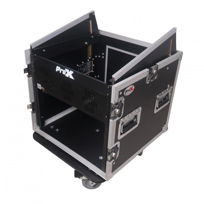ProX 10U - 18U Vertical Rack Mount Flight Case with 10U Top for Mixer Combo Amp Rack with Caster Wheels - view 2