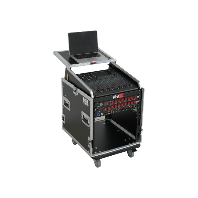 ProX T-12MRSS13ULT 13U Top Mixer Audio Console DJ 12U Front Rack Combo Flight Case W Laptop Shelf and Casters - view 2