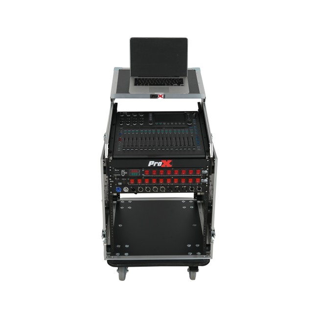 ProX T-12MRSS13ULT 13U Top Mixer Audio Console DJ 12U Front Rack Combo Flight Case W Laptop Shelf and Casters - view 3