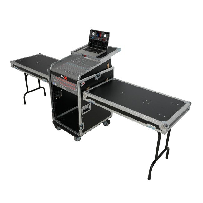 PRO X T-16MRSS13ULT Universal 19 Rack-mount Mixer with 13U Top and 16U Front with 2 Side Work Tables